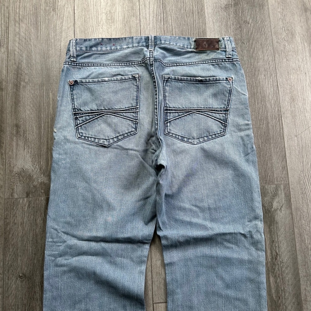 Y2K grunge X2 M11 Low Rise relaxed Straight Jeans Mens 36x34 Light Wash